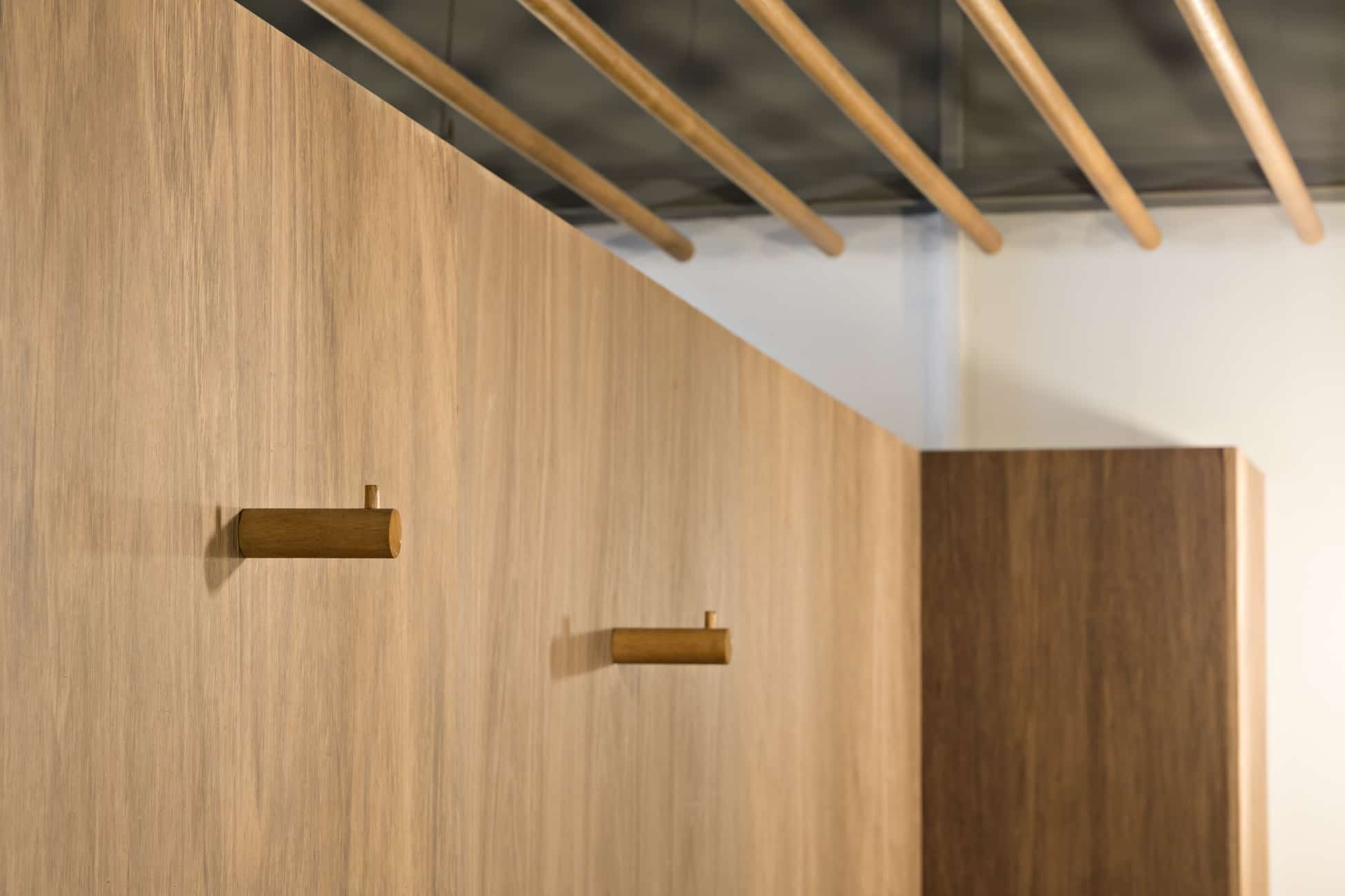 Mihaly Slocombe Melbourne Architects timber detail for Barre Body. Exercise Studio Architecture